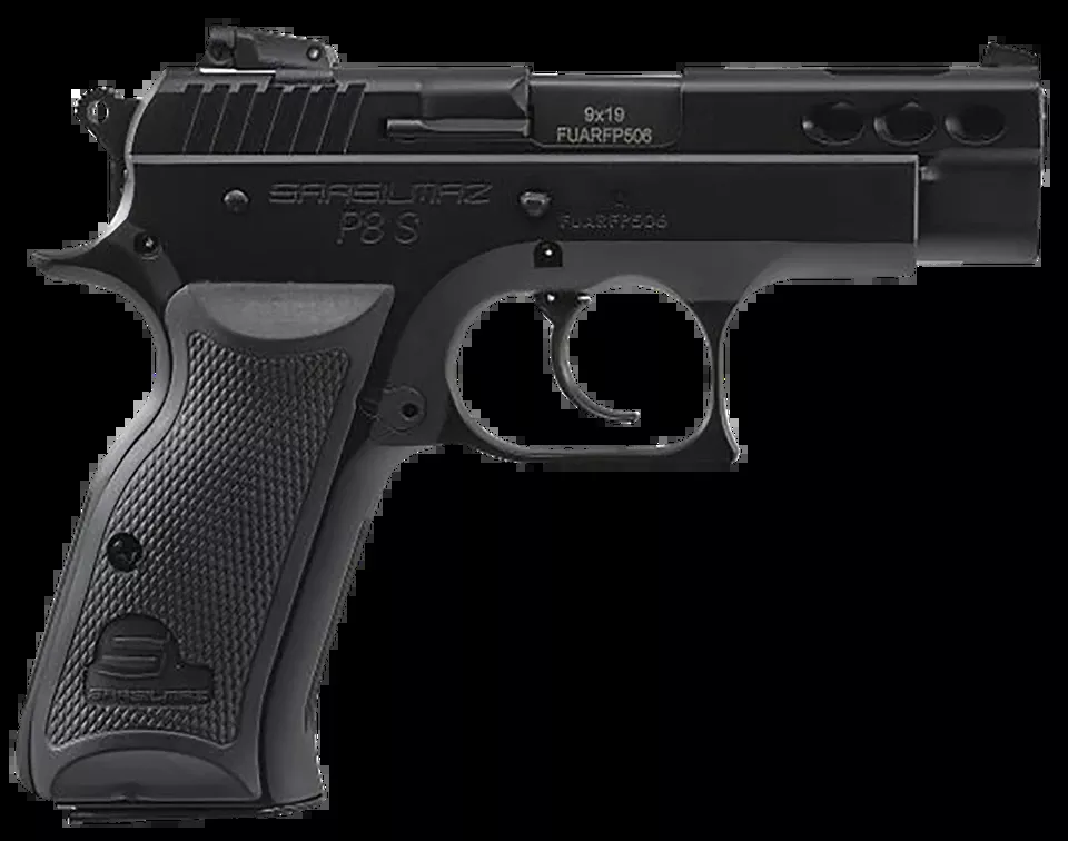 SAR USA P8SBL Compact 9mm Luger 17+1 Black Ported Steel Barrel & Slide with Beavertail Frame and Polymer Grip