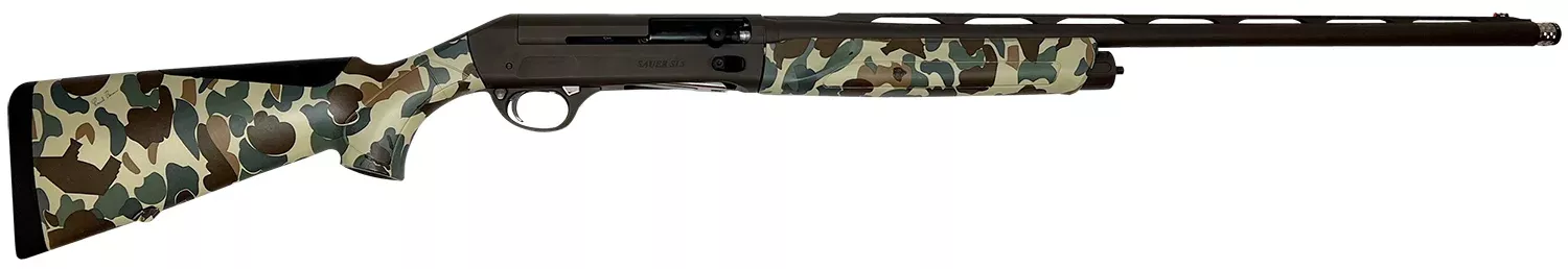 Sauer SASA1226CBFBOS SL-5 Waterfowl 12 Gauge 3.5″ 3+1 26″, Brown Cerakote Barrel/Rec, Fred Bear Old School Camo Furniture, LPA Front Sight, 5 Ext. Chokes Included