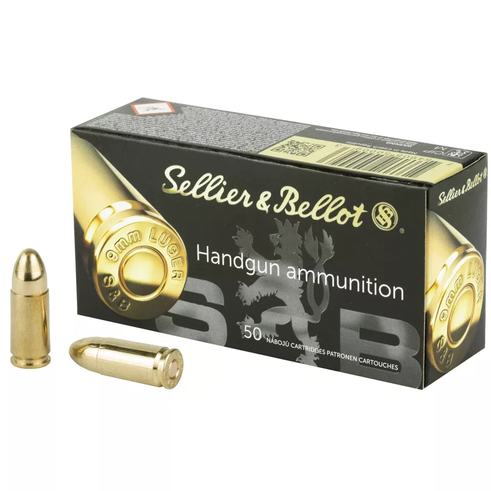 Sellier & Bellot 9mm 124 Grain Full Metal Jacket Ammunition - 50 Rounds/1000 Rounds