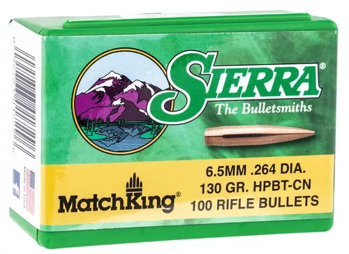 Sierra 1729 MatchKing6.5Creedmoor 130gr Hollow Point Boat Tail 100/Box
