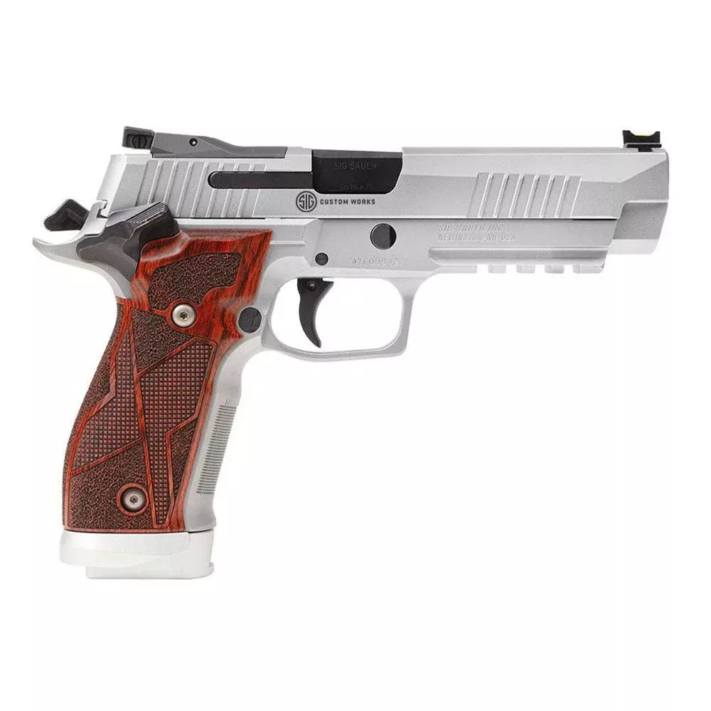 Sig Sauer P226 X-Five Stainless Custom Works Handgun 9mm Luger 20rd Magazines(3) 5″ Barrel Cocobolo Grips SAO
