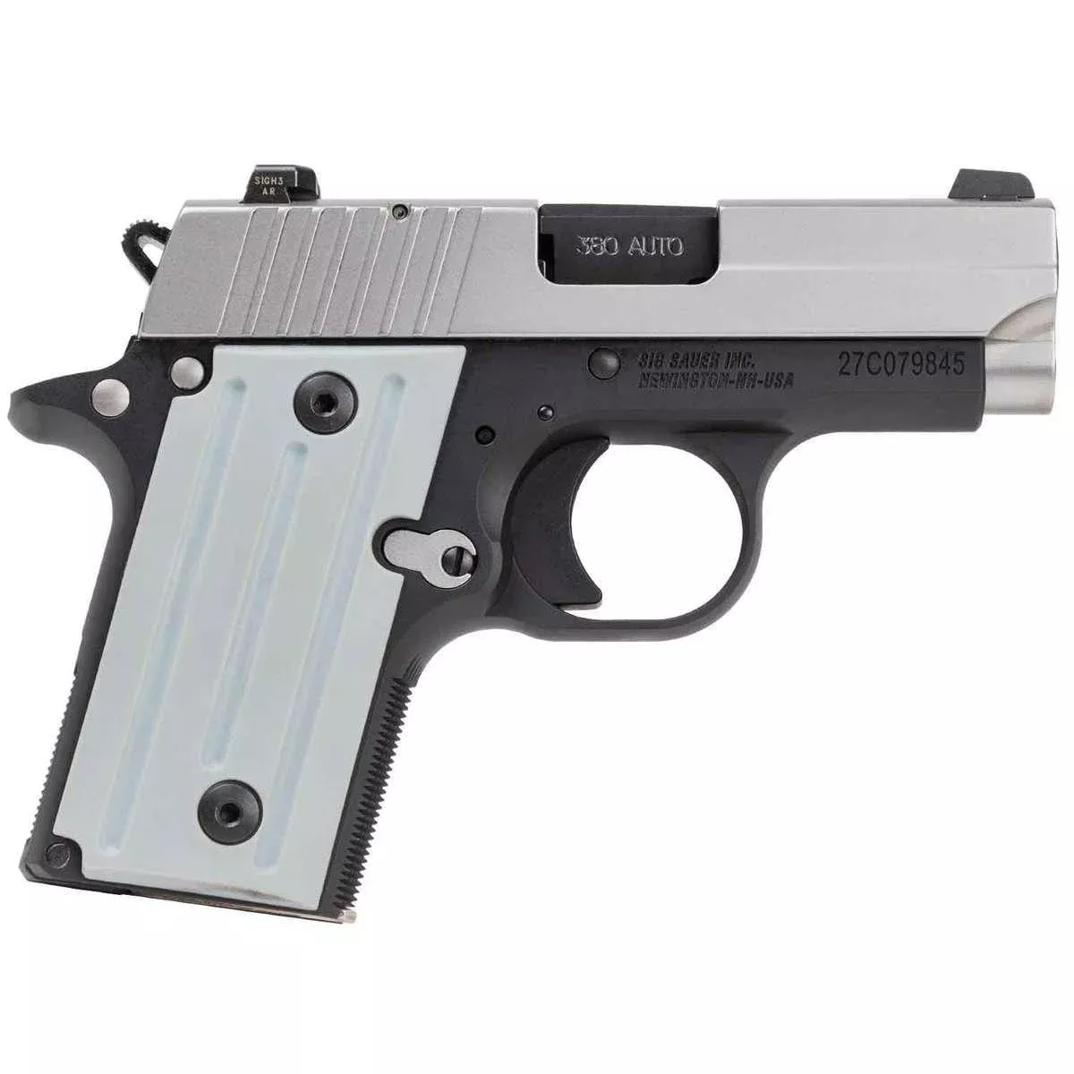 Sig Sauer P238 Handgun 380 ACP 6rd Magazine 2.7″ Barrel Black and Silver CA Compliant