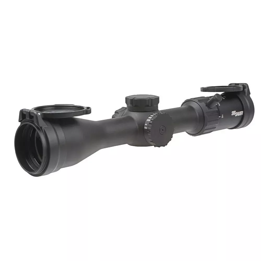 Sig Sauer Whiskey 4 Low Profile Rifle Scope 3-12×44 30mm SFP Hellfire Quadplex Illum Capped 0.25 MOA – Black