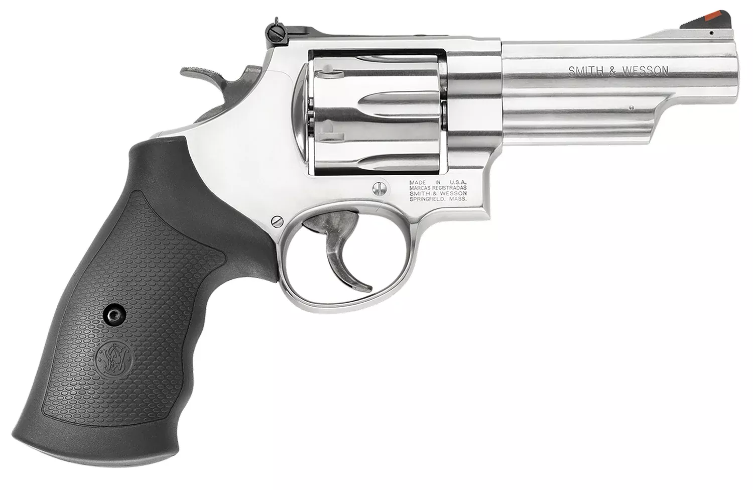 Smith & Wesson 163603 Model 629N-Frame Frame 44 S&W Spl 44 Rem Mag 6rd 4.12″ Stainless Steel Barrel, Stainless Cylinder, Steel Frame, Black Finger Groove Grip, Internal Lock Safety, Exposed Hammer