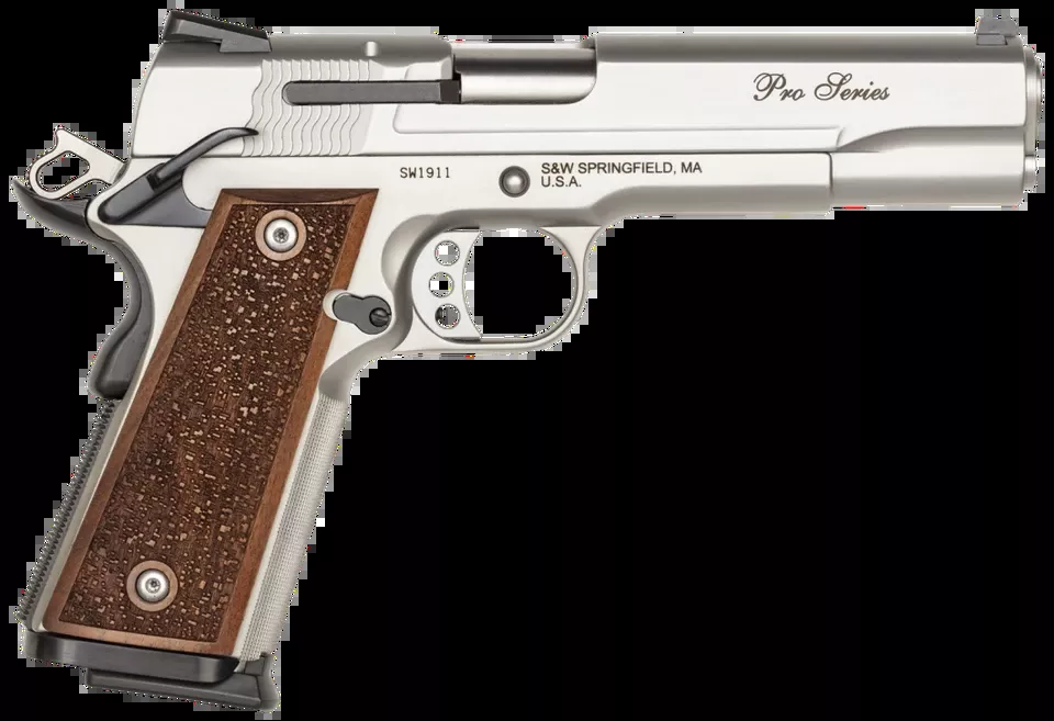 Smith & Wesson 1911 Performance Center Pro 9mm, 10+1, 5" Stainless Steel, Wood Grip
