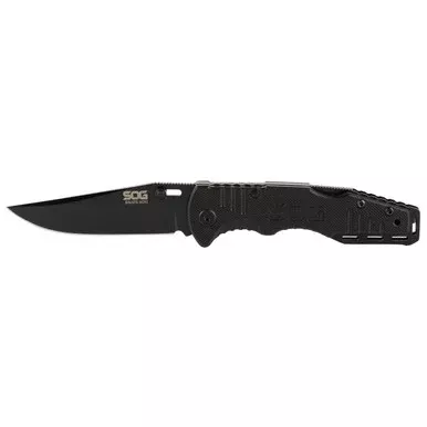 Sog Salute Mini Pocket Knife 3.1″ Bowie Blade G10 Handle Black
