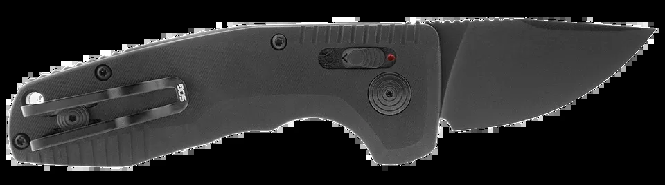 SOG-TAC Auto Compact Folding Knife with Black TiNi Cryo D2 Steel Blade and Anodized Aluminum Handle