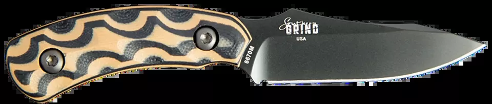 Southern Grind Jackal Pup Fixed Blade Knife with Black PVD 8670 Steel and G10 Handle