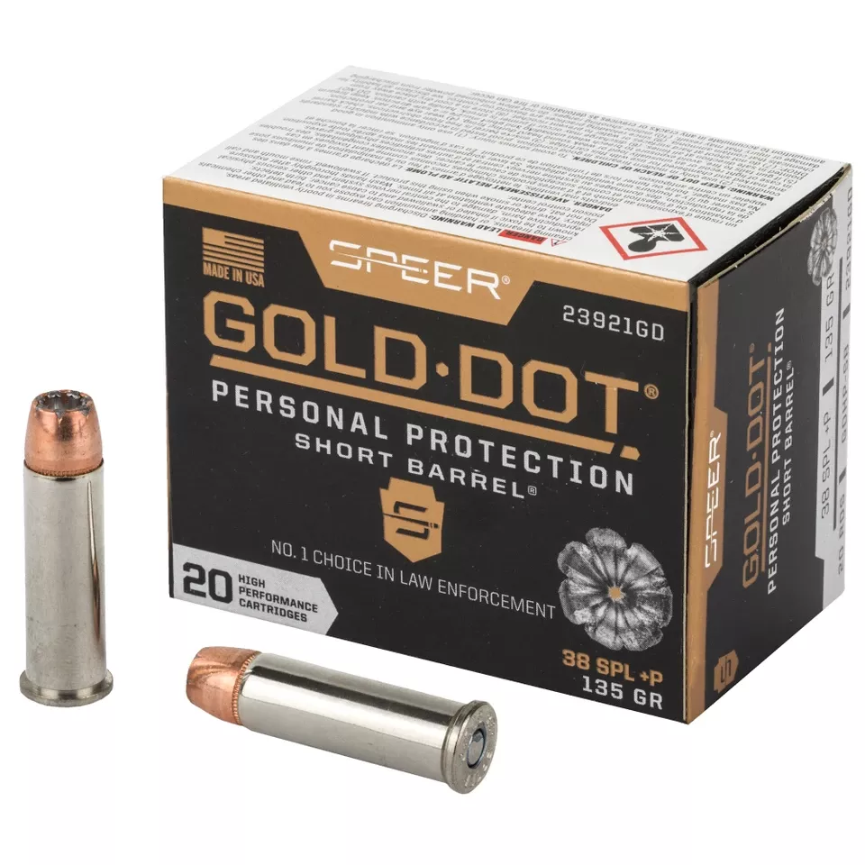 Speer Gold Dot .38 Special +P 135 Grain Hollow Point Ammunition - 20 Rounds/200 Rounds