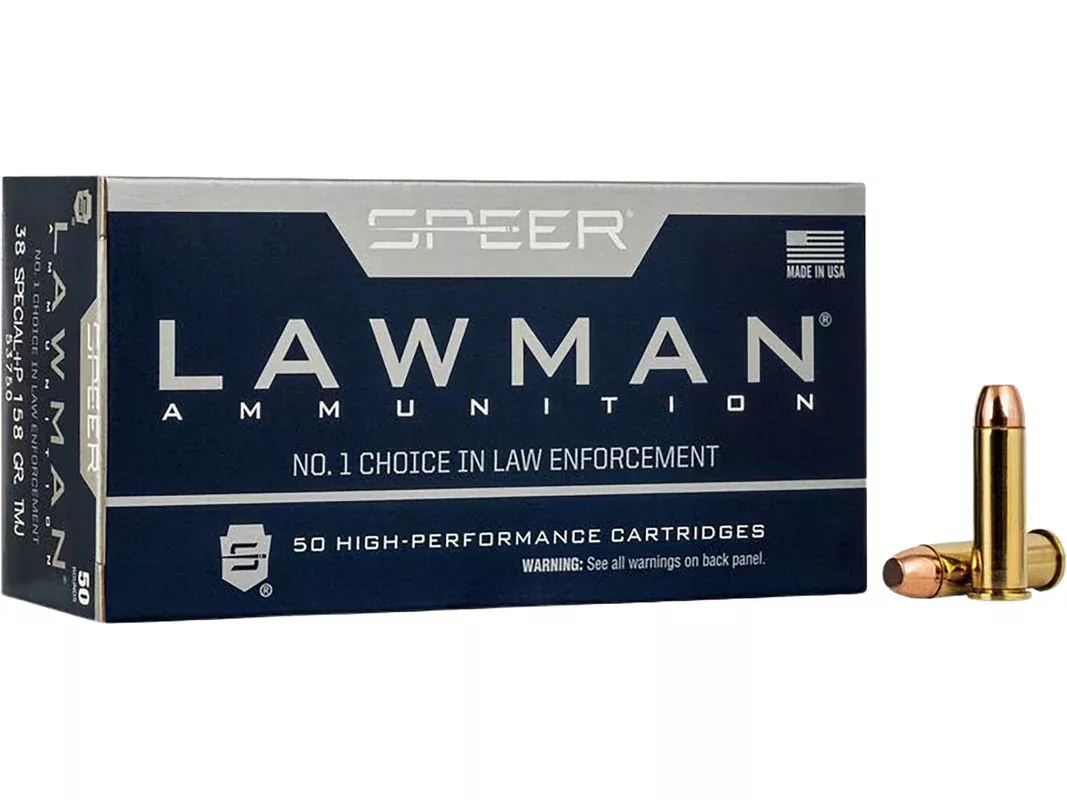 Speer Lawman 38 Special +P Ammo 158 Grain Total Metal Jacket Box of 50
