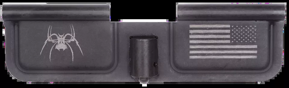 Spikes SED7010 AR-15 Ejection Port Door with Spider and Flag Design - Black Phosphate Steel