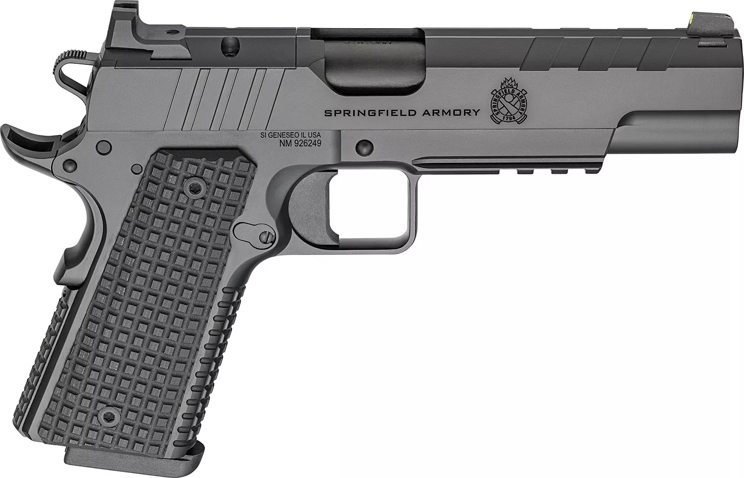 Springfield Armory PX9229LAOS 1911 Emissary 9mm 9+1 5″ Stainless Steel Barrel Optic Ready Black Carbon Steel Slide VZ Grips Thin-Line G10 Grip