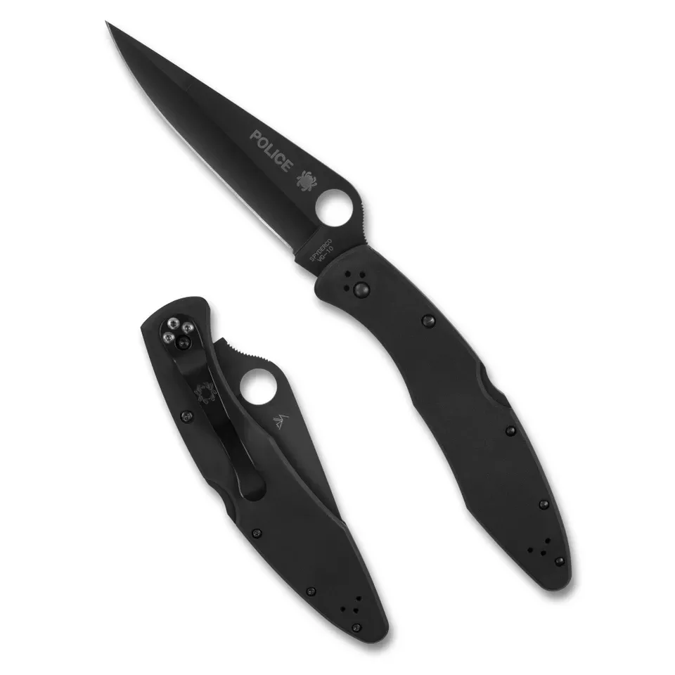 Spyderco Police Folding Knife 4.2" Plain Edge Black