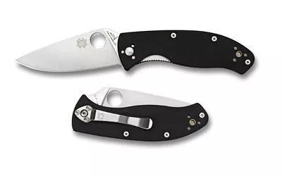 Spyderco Tenacious Folding Knife Plain Silver Blade 3.438 ” Black G10 Handle