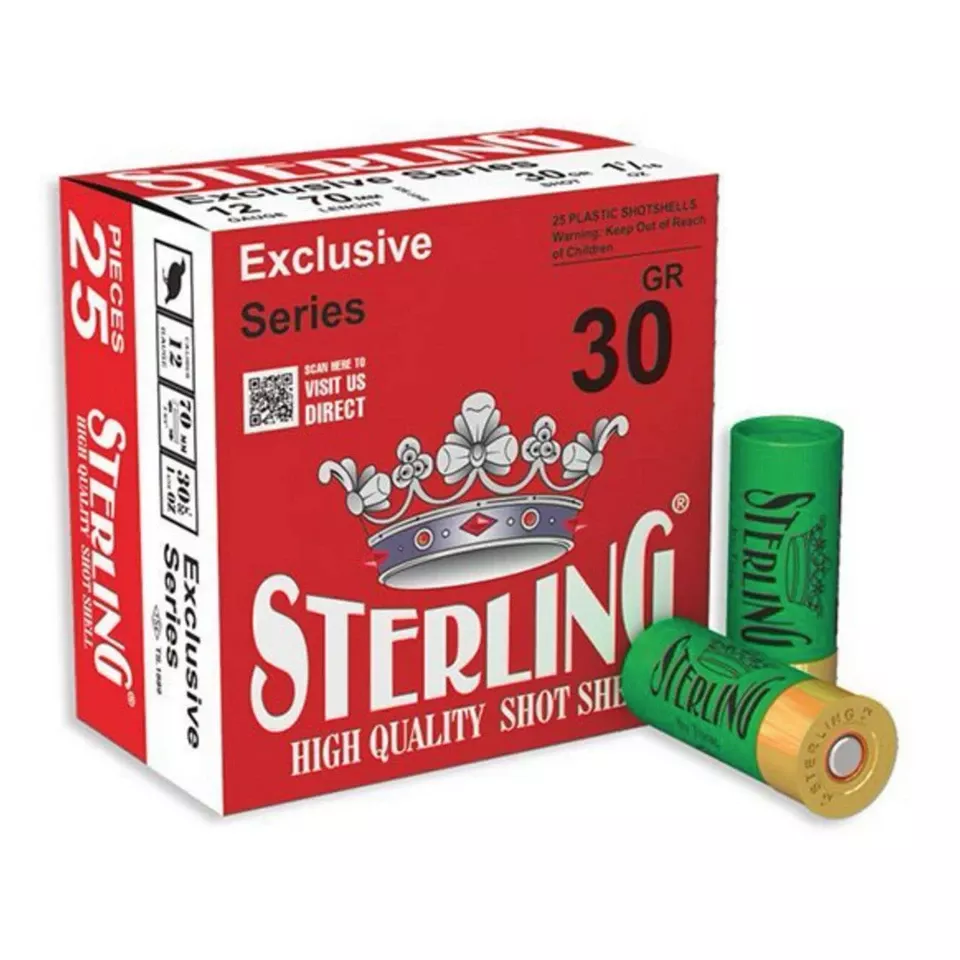 Sterling Exclusive 12 Gauge 2.75" #8 Shotgun Shells - 25 Rounds per Box, 250 Rounds per Case