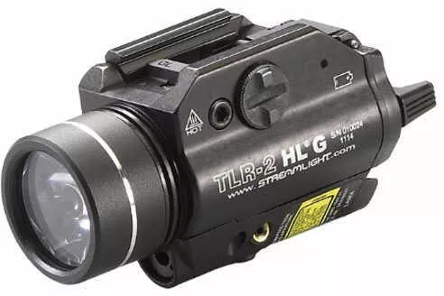Streamlight TLR-2 HLG Tac Light w/laser | Black Finish | Includes Rail Locating Keys for Glock style | 1913 Picatinny | S&W 99/TSW | and Beretta 92 | 1000 Lumens | 69265