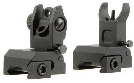 TacFire IS001 AR Same Plane Low Profile Flip-Up Iron Sights Aluminum Black AFALSEdized