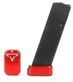 Taran Tactical InFALSEvation Firepower Base Pad Red Finish Fits 9MM & 40 S&W Full Size Magazines +5/6 Includes Extended