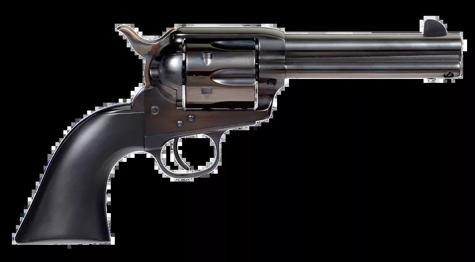 Taylor's & Company Devil Anse .45 Colt Revolver - 6rd, 4.75" Blued, Case Hardened, Matte Black Wood Grip (Taylor Tuned)