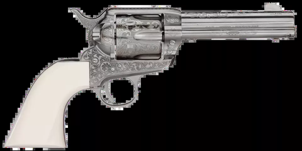 Taylors & Company 1873 Cattleman Outlaw Legacy .357 Mag Revolver, 4.75" Barrel, Nickel Engraved Finish, Ivory Grip