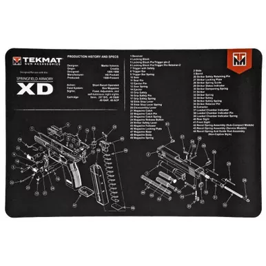TekMat Springfield XD Pistol Mat | Cleaning Mat | 11″ x17″ | Black | TEK-R17-XD