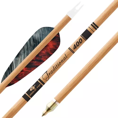 Traditional Gold Tip Arrows with 4" Feathers (1/2 Dozen)