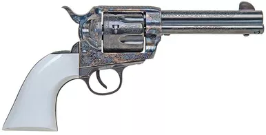 Traditions SAT73110BTM 1873 Frontier 45 Colt Revolver 4.75″ Blued Barrel 6 Round White PVC Grip