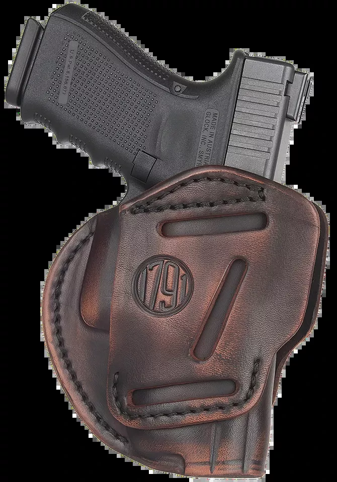 Versatile 1791 Gunleather 3-Way Holster for Glock 17, HK VP9, MP9 - Ambidextrous Vintage Leather Design