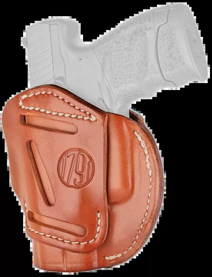 Versatile 1791 Gunleather 3-Way Holster for Glock 26, Ruger LC9, S&W M&P Shield - Classic Brown Leather, Ambidextrous Use