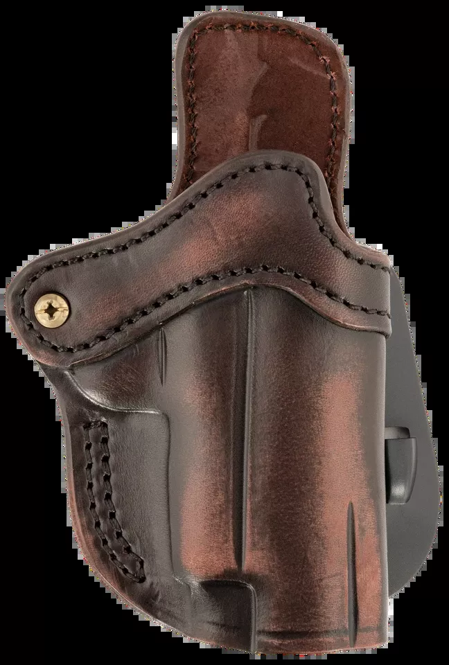 Vintage Leather Paddle Holster for Glock 17 & Walther PPQ - Right Handed, Optic Ready, Size 2.3