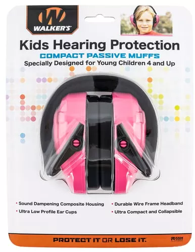 Walkers GWPCRPASPK Razor Compact Passive Muff 24 dB Over the Head Pink/Black Youth Women