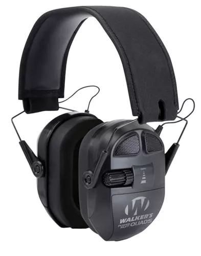 Walkers GWPXPMQB Ultimate Power Quad Muff 26 dB Over the Head Black Polymer