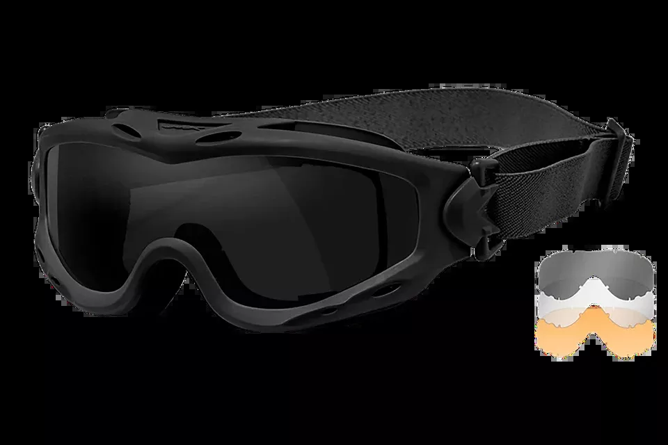 Wiley X SP293B Spear Goggles with Smoke Gray, Clear, and Light Rust Lenses in Matte Black Frame