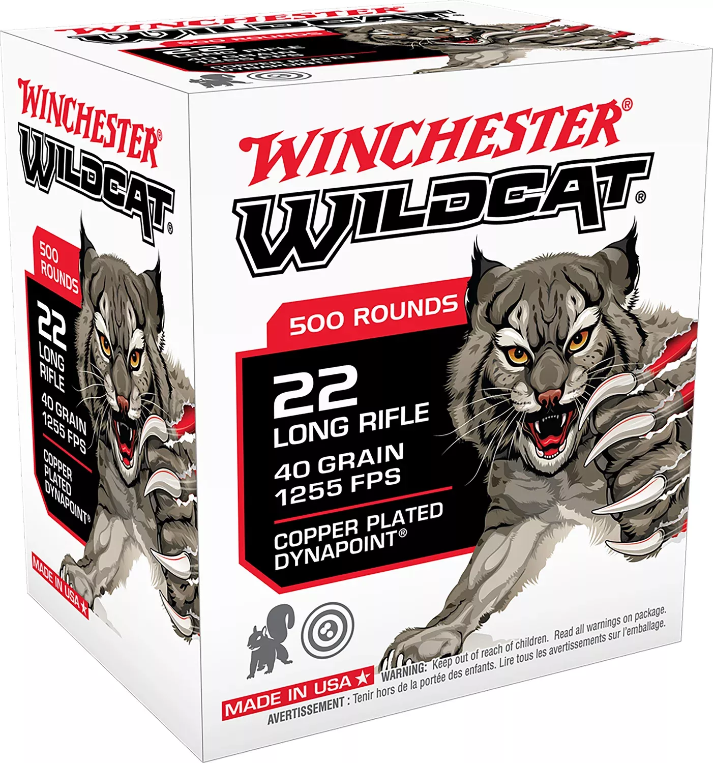 Winchester Ammo WW22LRB Wildcat22LR 40gr Copper Plated DynaPoint 500 Per Box/10 Case *Bulk