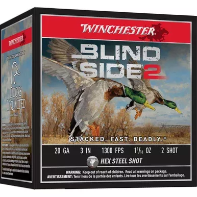 Winchester Blind Side 2 20 Gauge Ammo 3″ #2 Shot 1-1/16 oz 1300 fps Box of 25