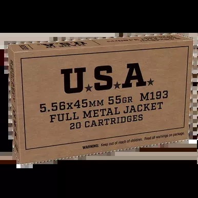 Winchester M193 5.56x45mm NATO Ammo 55 Grain Full Metal Jacket Box of 20