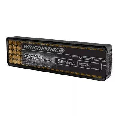 Winchester Super Suppressed 22LR Ammo 40 Grain Plated Hollow Point Box of 100