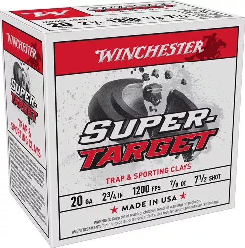 Winchester Super Target 20GA 2.75" 7/8oz #7.5 250 Rounds Case