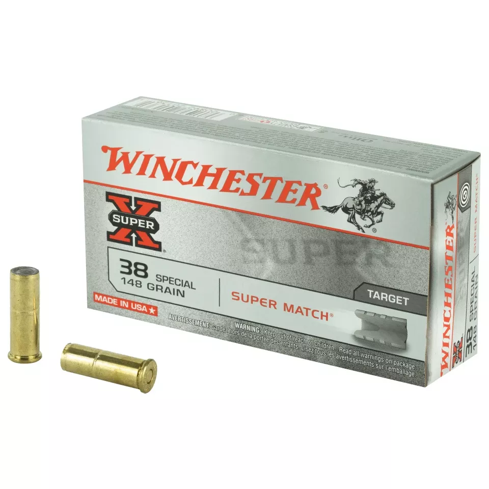 Winchester Super-X .38 Special 148 Grain Lead Wadcutter Ammunition - 50 Rounds/500 Rounds