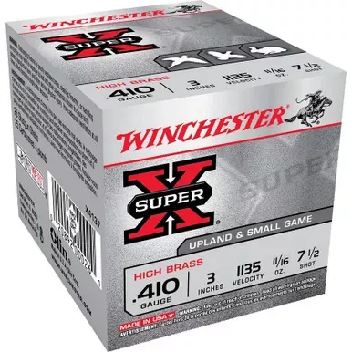 Winchester Super X Hi Brass 410 Ga 3″, 11/16 Oz #7.5 25 Rds