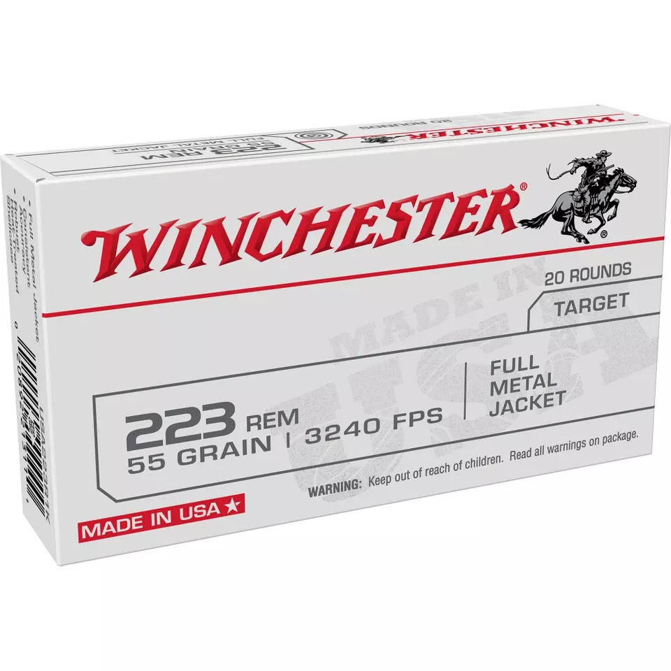 Winchester USA Target .223 Rem 55gr FMJ 20 Rounds/1000 Rounds