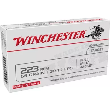 Winchester USA Target 223 Remington Ammo 55 Grain Full Metal Jacket Box of 20