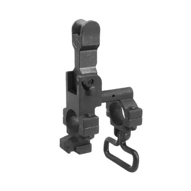 Yankee Hill Machine Co Flip Front Sight Tower with Bayonet Lug | Includes Round Hooded Front Sight Guard or Standard Style Front Sight Guard | Black | Fits AR Barrels | YHM-9394