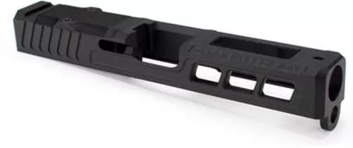 Zaffiri Precision ZPS.3 | Optics Ready Stripped Slide | RMR Footprint | Lightening Cuts | Cerakote Finish | Armor Black | For Glock 19 Gen 5 | Includes Black Anodized Optics Plate Cover and Screws | ZPS.3.19.G5.BLK