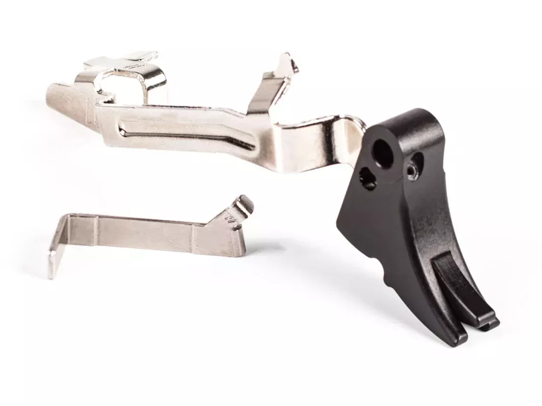 ZEV Technologies Fulcrum Trigger with Trigger Bar for Glock Gen 1, 2, 3, 4 Small Frame 9mm, 357 Sig, 40 S&W, 45 GAP Aluminum Black Pad, Black Safety